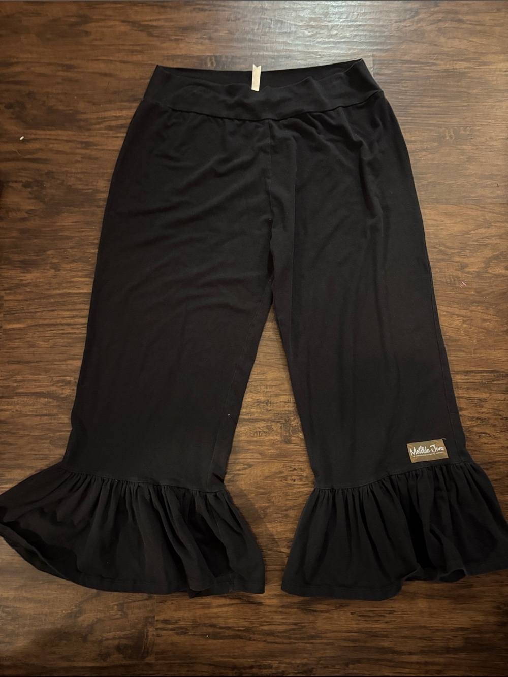 Matilda Jane Black Ruffle Hem Knit Pants for Women